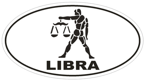 LIBRA Oval Bumper Sticker or Helmet Sticker D1883 Euro Oval Zodiac Horoscope - Winter Park Products