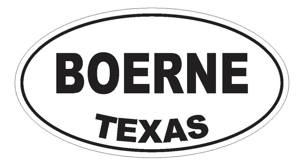 Boerne Texas Oval Bumper Sticker or Helmet Sticker D3164 Euro Oval - Winter Park Products