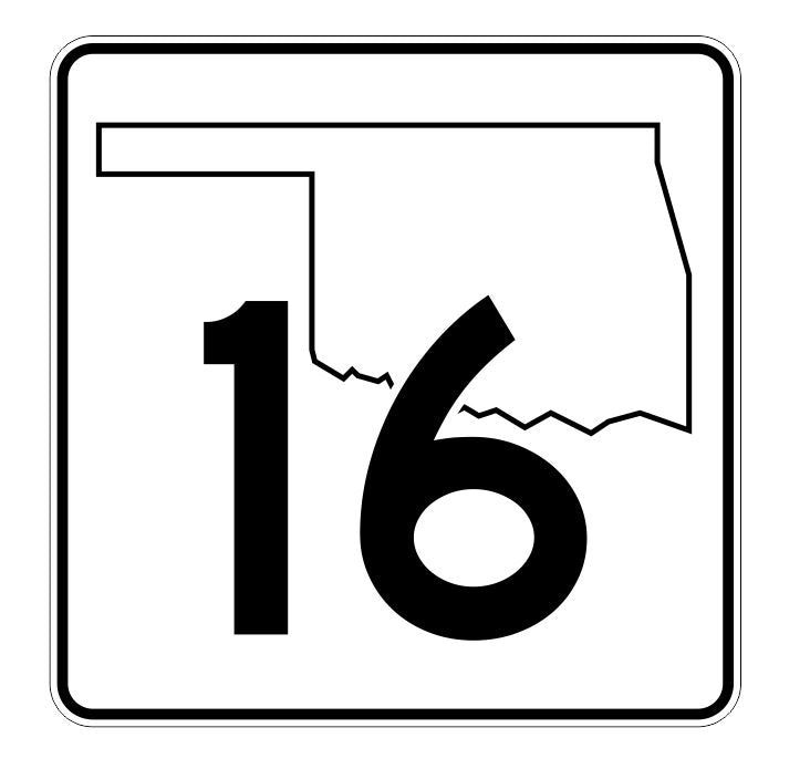 Oklahoma State Highway 16 Sticker Decal R5571 Highway Route Sign