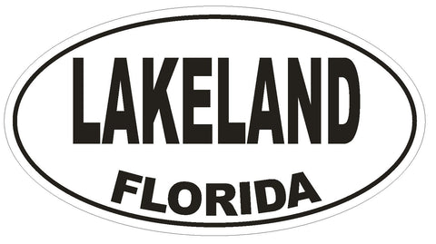 Lakeland Florida Oval Bumper Sticker or Helmet Sticker D1547 Euro Oval - Winter Park Products