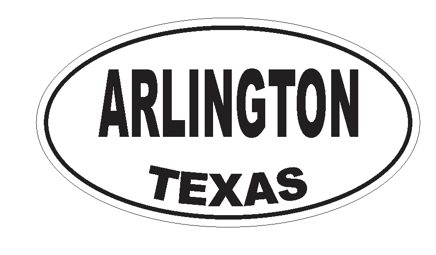 Arlington Texas Oval Bumper Sticker or Helmet Sticker D3139 Euro Oval - Winter Park Products