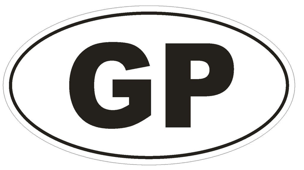 GP Guadeloupe Oval Bumper Sticker or Helmet Sticker D2063 Euro Oval Country Code - Winter Park Products