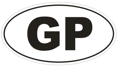 GP Guadeloupe Oval Bumper Sticker or Helmet Sticker D2063 Euro Oval Country Code - Winter Park Products