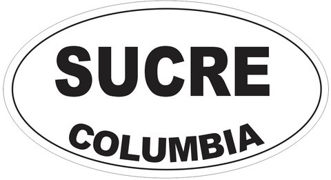 Sucre Columbia Oval Bumper Sticker or Helmet Sticker D4420