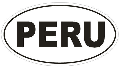 PERU Oval Bumper Sticker or Helmet Sticker D2136 Country Euro oval - Winter Park Products