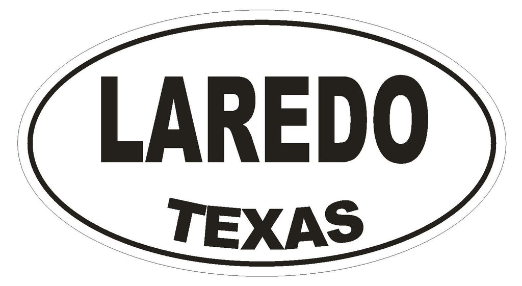Laredo Texas Oval Bumper Sticker or Helmet Sticker D1398 Euro Oval - Winter Park Products
