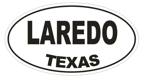 Laredo Texas Oval Bumper Sticker or Helmet Sticker D1398 Euro Oval - Winter Park Products