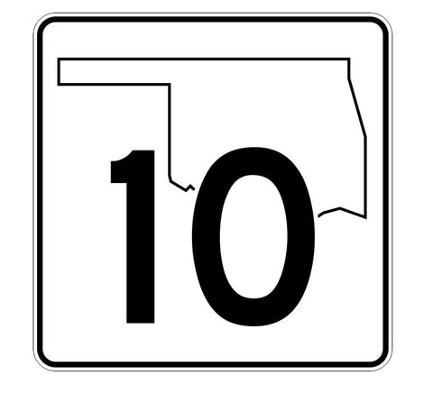Oklahoma State Highway 10 Sticker Decal R5566 Highway Route Sign
