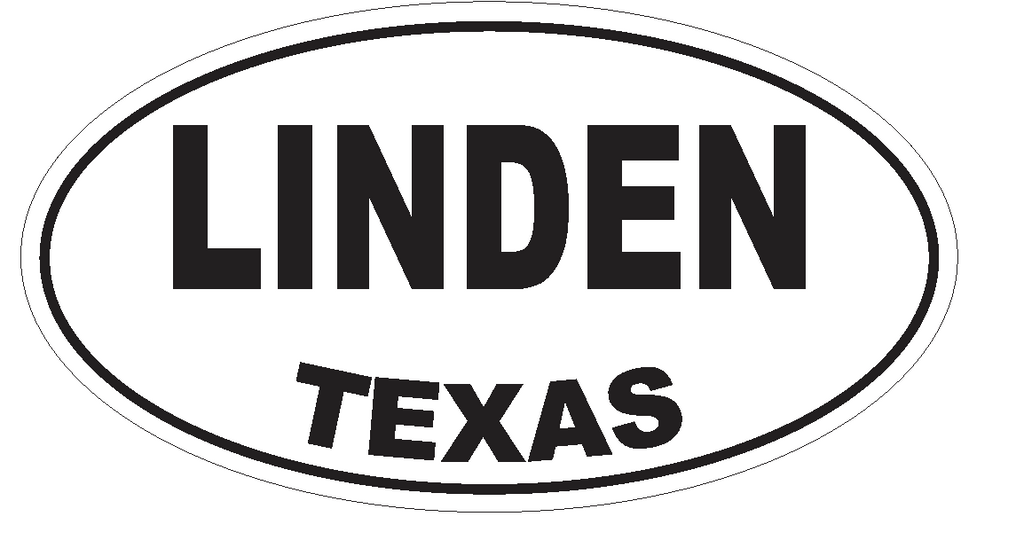 Linden Texas Oval Bumper Sticker or Helmet Sticker D3582 Euro Oval - Winter Park Products