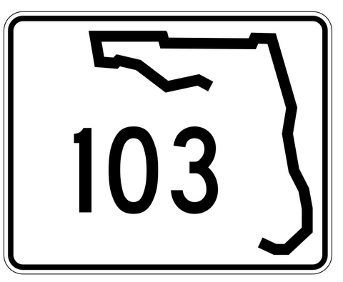 Florida State Road 103 Sticker Decal R1431 Highway Sign - Winter Park Products