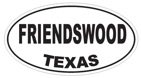 Friendswood Texas Oval Bumper Sticker or Helmet Sticker D3397 Euro Oval - Winter Park Products