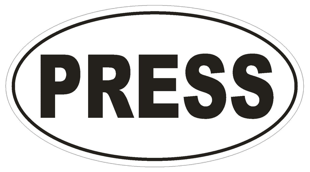 PRESS Oval Bumper Sticker or Helmet Sticker D1950 Euro Oval - Winter Park Products