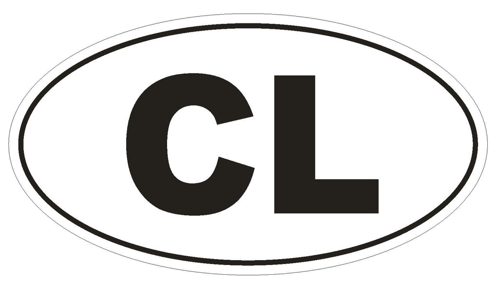 CL Chile Oval Bumper Sticker or Helmet Sticker D2110 Euro Oval Country Code - Winter Park Products