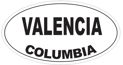 Valencia Columbia Oval Bumper Sticker or Helmet Sticker D4458