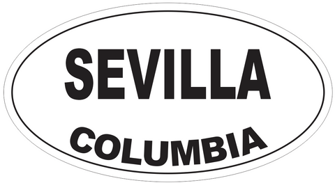 Sevilla Columbia Oval Bumper Sticker or Helmet Sticker D4741