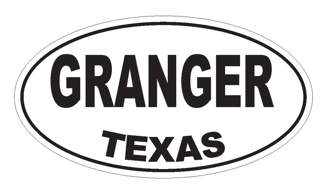 Granger Texas Oval Bumper Sticker or Helmet Sticker D3429 Euro Oval - Winter Park Products