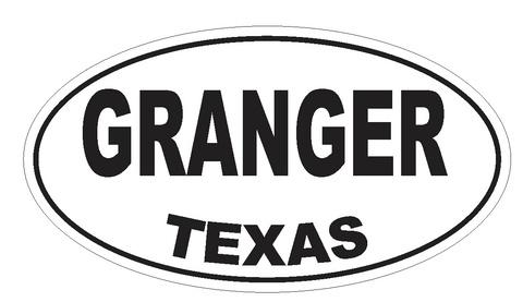 Granger Texas Oval Bumper Sticker or Helmet Sticker D3429 Euro Oval - Winter Park Products