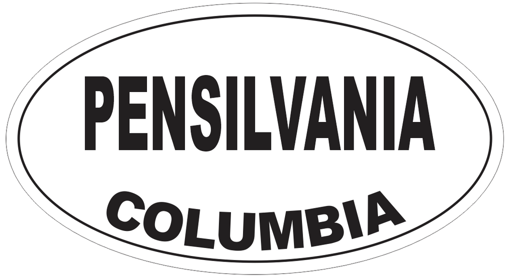 Pensilvania Columbia Oval Bumper Sticker or Helmet Sticker D4807