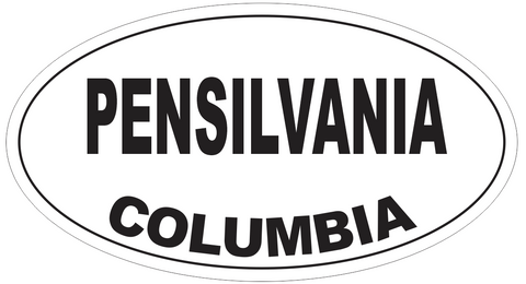 Pensilvania Columbia Oval Bumper Sticker or Helmet Sticker D4807