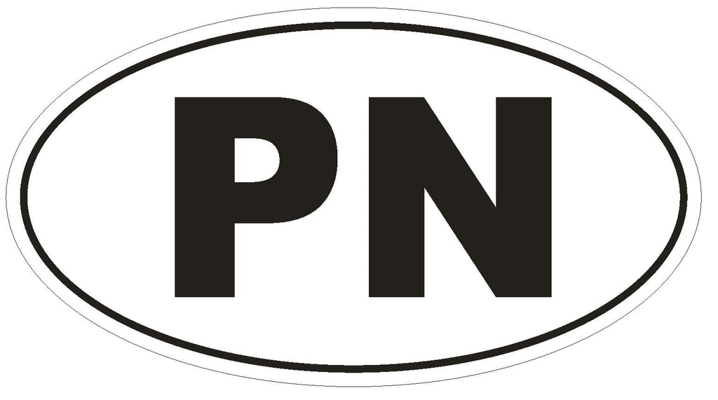 PN Pitcairn Oval Bumper Sticker or Helmet Sticker D2013 Country Code - Winter Park Products
