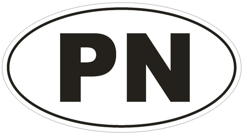 PN Pitcairn Oval Bumper Sticker or Helmet Sticker D2013 Country Code - Winter Park Products