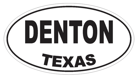 Denton Texas Oval Bumper Sticker or Helmet Sticker D3337 Euro Oval - Winter Park Products