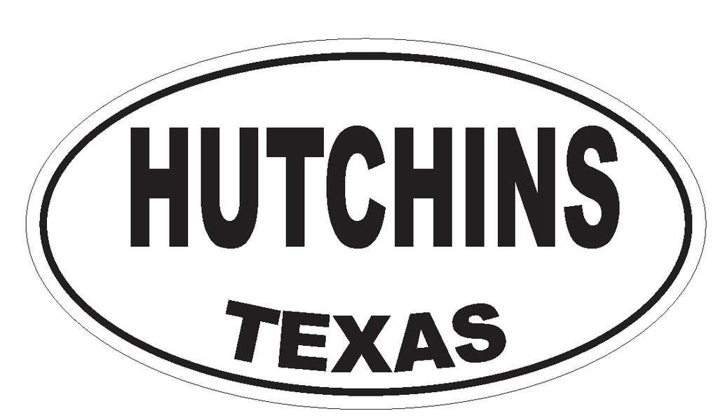Hutchins Texas Oval Bumper Sticker or Helmet Sticker D3506 Euro Oval - Winter Park Products