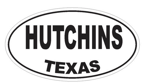 Hutchins Texas Oval Bumper Sticker or Helmet Sticker D3506 Euro Oval - Winter Park Products