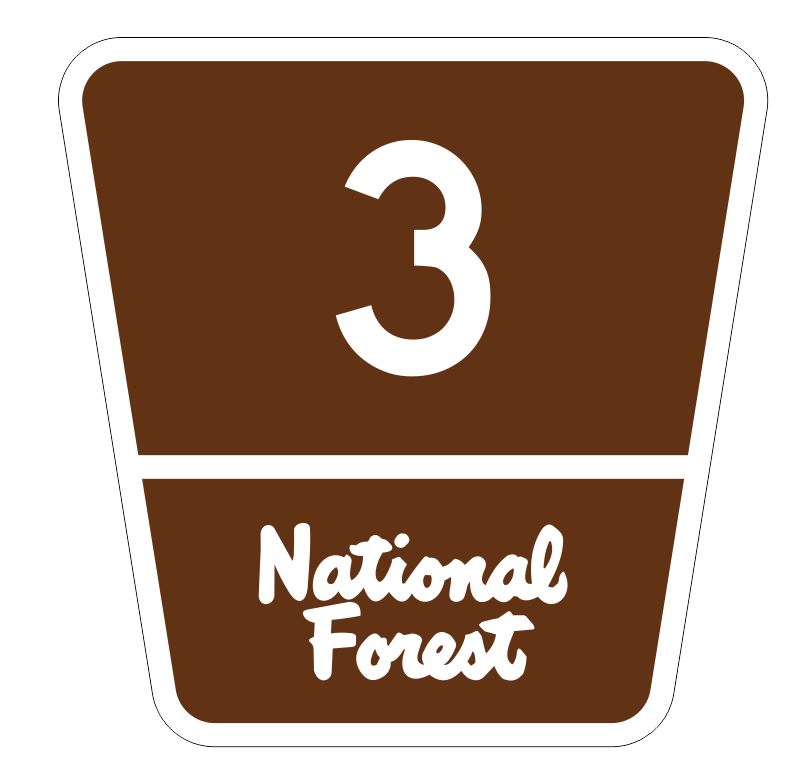 National Forest Route 3 Sticker R1903 Highway Sign