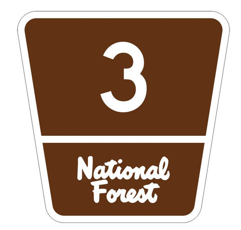 National Forest Route 3 Sticker R1903 Highway Sign