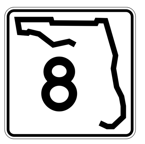 Florida State Road 8 Sticker Decal R1338 Highway Sign - Winter Park Products