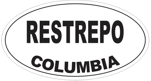 Restrepo Columbia Oval Bumper Sticker or Helmet Sticker D4574