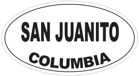 San Juanito Columbia Oval Bumper Sticker or Helmet Sticker D5464
