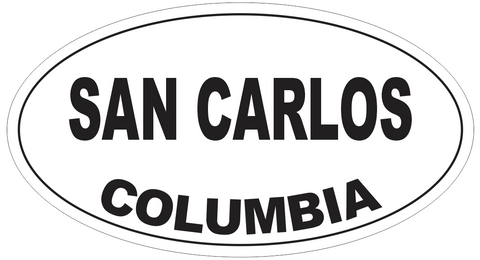 San Carlos Columbia Oval Bumper Sticker or Helmet Sticker D4953