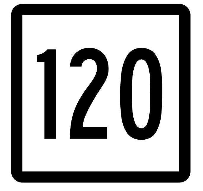 Connecticut State Highway 120 Sticker Decal R5137 Highway Route Sign