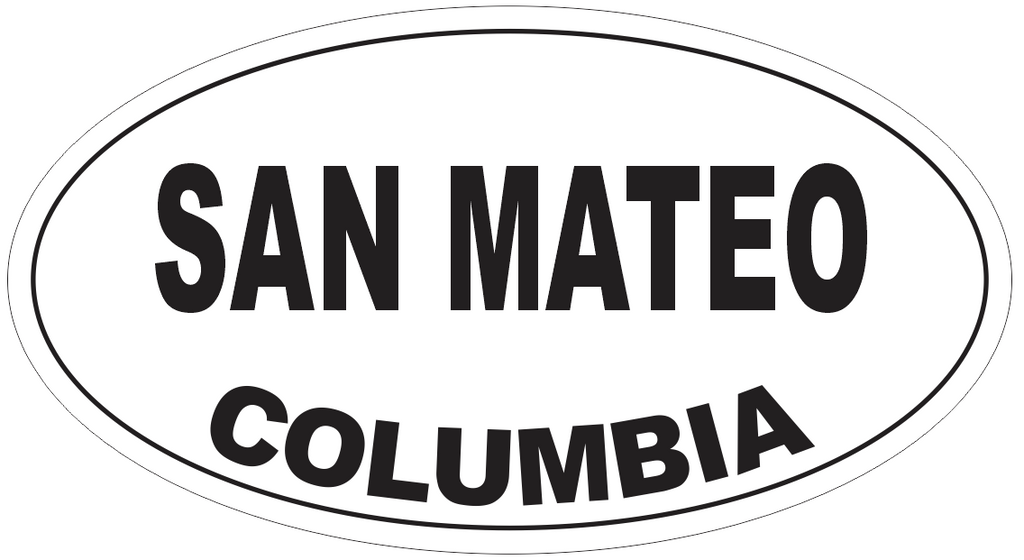 San Mateo Columbia Oval Bumper Sticker or Helmet Sticker D4985