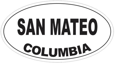 San Mateo Columbia Oval Bumper Sticker or Helmet Sticker D4985