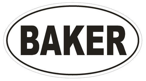 BAKER Oval Bumper Sticker or Helmet Sticker D1791 Euro Oval - Winter Park Products