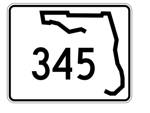 Florida State Road 345 Sticker Decal R1539 Highway Sign - Winter Park Products
