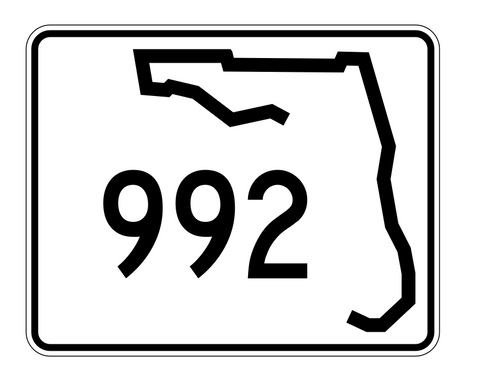 Florida State Road 992 Sticker Decal R1769 Highway Sign - Winter Park Products
