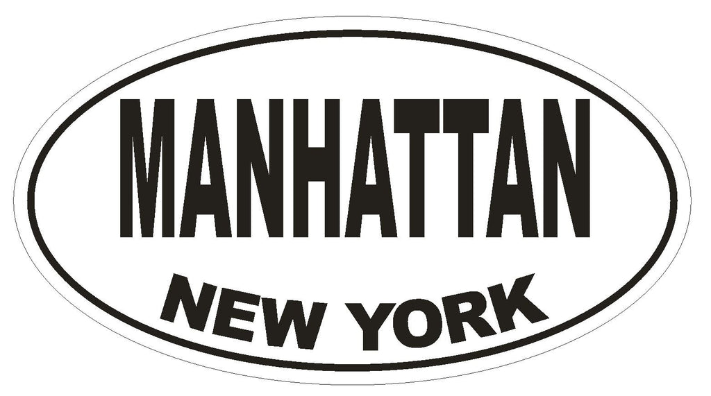 Manhattan New York Oval Bumper Sticker or Helmet Sticker D1480 Euro Oval - Winter Park Products