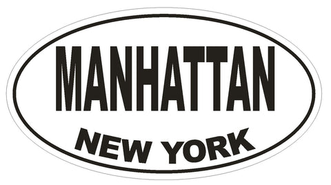 Manhattan New York Oval Bumper Sticker or Helmet Sticker D1480 Euro Oval - Winter Park Products