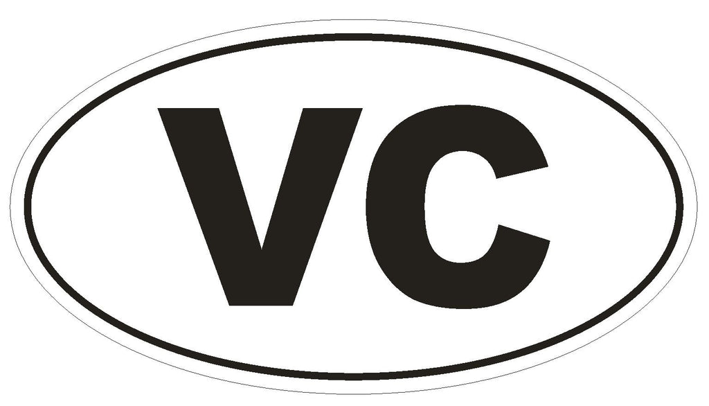 VC Saint Vincent Oval Bumper Sticker or Helmet Sticker D2020 Country Code - Winter Park Products