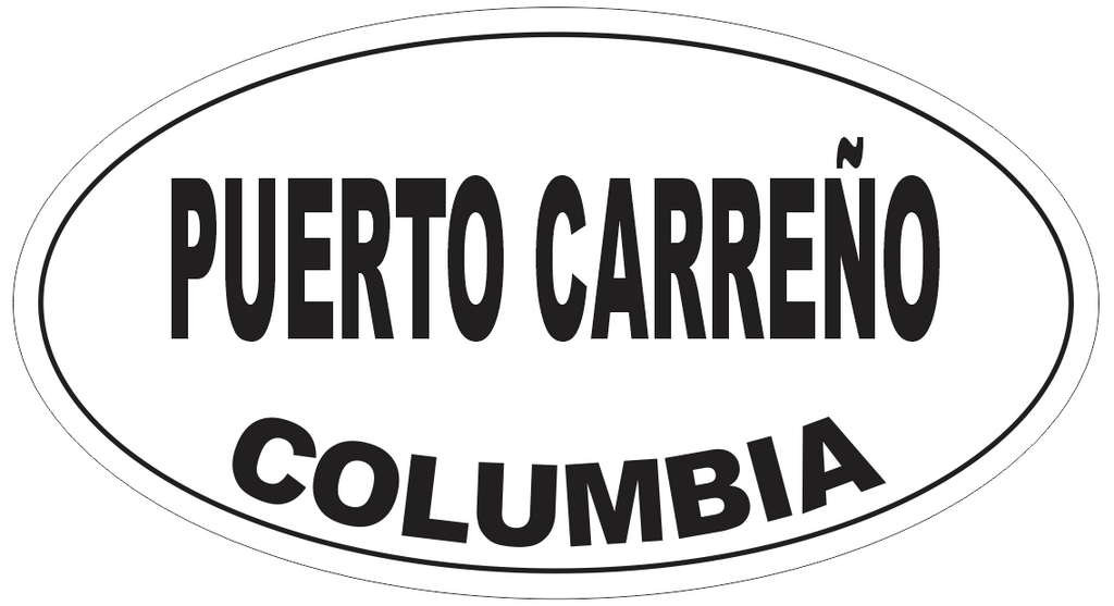 Puerto Carreno Columbia Oval Bumper Sticker or Helmet Sticker D5520