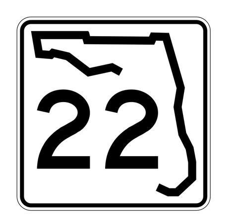 Florida State Road 22 Sticker Decal R1357 Highway Sign - Winter Park Products