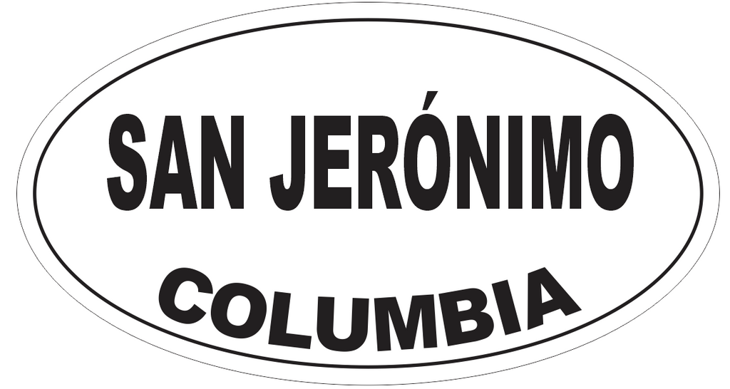 San Jeronimo Columbia Oval Bumper Sticker or Helmet Sticker D4955