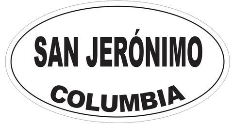 San Jeronimo Columbia Oval Bumper Sticker or Helmet Sticker D4955