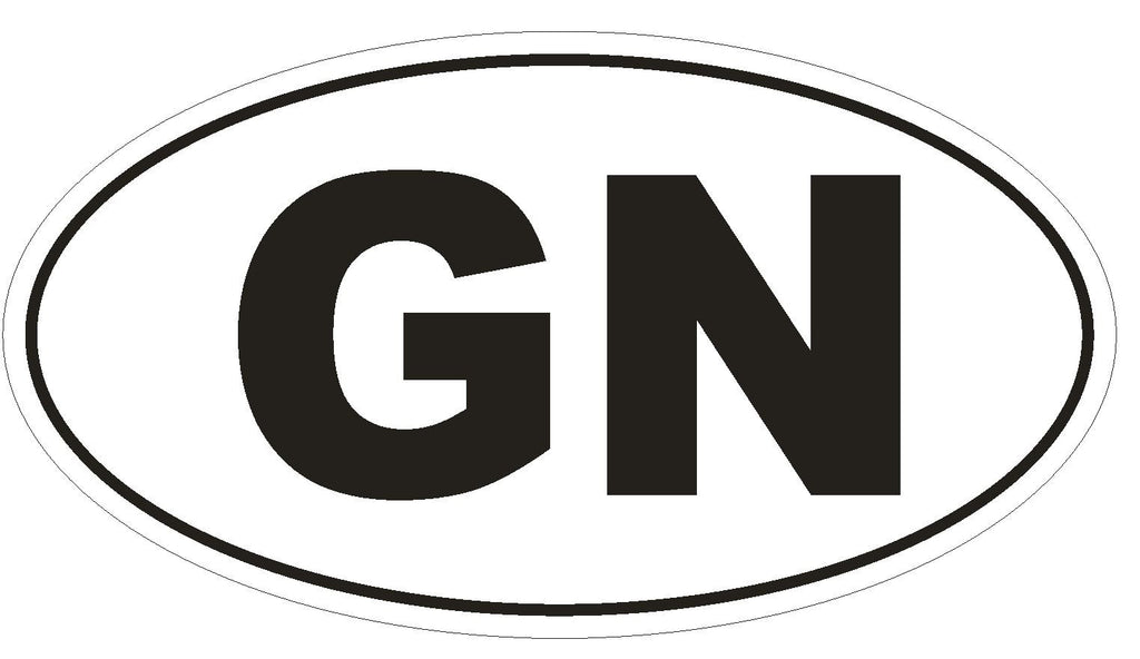 GN Guinea Oval Bumper Sticker or Helmet Sticker D2066 Euro Oval Country Code - Winter Park Products