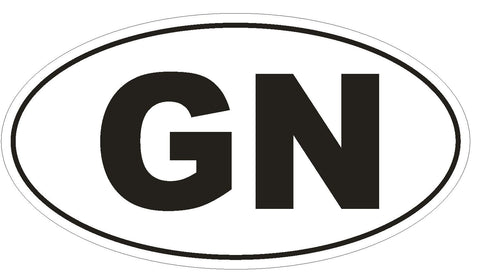 GN Guinea Oval Bumper Sticker or Helmet Sticker D2066 Euro Oval Country Code - Winter Park Products
