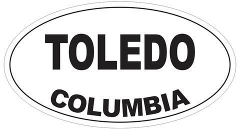 Toledo Columbia Oval Bumper Sticker or Helmet Sticker D4632